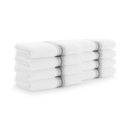 Monarch Brands Turkish Washcloths, 13in x 13in, Striped , Pewter, 8PK PNP-WC-STT-1313-1-75-PTR